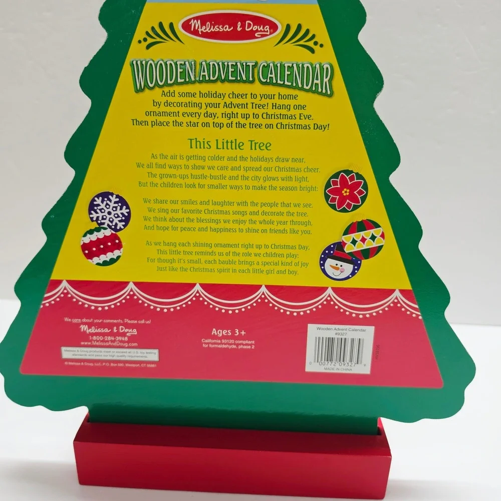 Melissa & Doug Wooden Advent Calendar Kids OS Green Magnetic Tree 9327